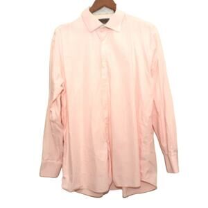 Tattersall London mens dress shirt 17.5 XL pink button up long sleeve